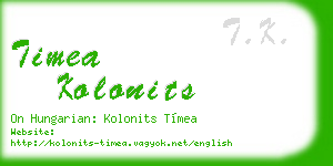 timea kolonits business card