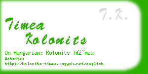 timea kolonits business card